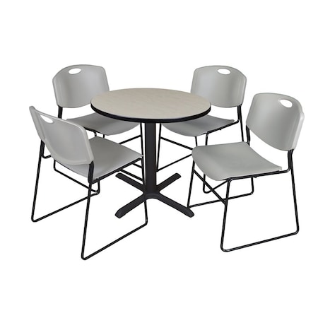 Cain Cain Round Table & Chair Set, Wood, Metal, Polypropylene Top TB30RNDPL44GY